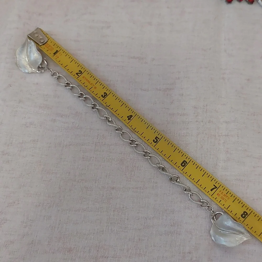 Trifari Crown Vintage Rare Find Collar Chain Guard Sweater Clips Brushed Silver - Picture 5 of 5